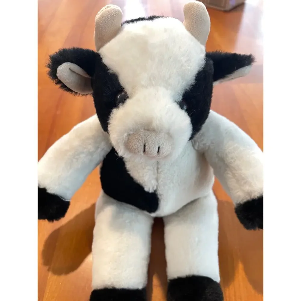 Bearington Cowlin The Cow Plush Toy 15” Farm Animal Black White Surface Washable
